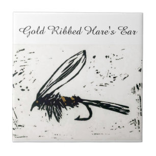 "Gold Ribbed Hare's Ear" natte vliegtegels. Tegeltje
