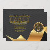 Gold Ribbon Afstuderen Invitation Kaart (Voorkant / Achterkant)