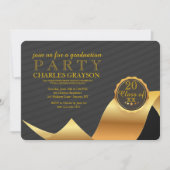 Gold Ribbon Afstuderen Invitation Kaart (Voorkant)