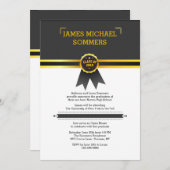 Gold Ribbon Afstuderen Uitnodiging (Voorkant / Achterkant)