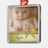 Gold Ribbon & Bow Baby Photo Ornament Keepsakes (Links)
