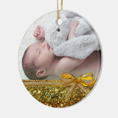 Gold Ribbon & Bow Baby Photo Ornament Keepslag (Links)