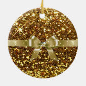 Gold Ribbon & Bow Baby Photo Ornament Keepslag (Achterkant)