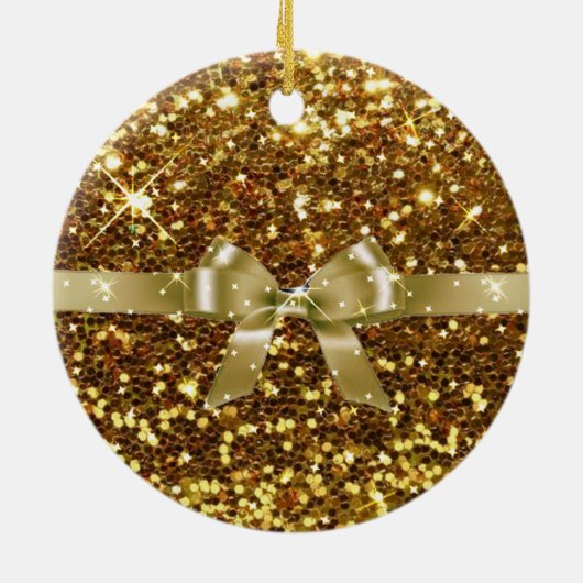 Gold Ribbon & Bow Baby Photo Ornament Keepslag (Achterkant)