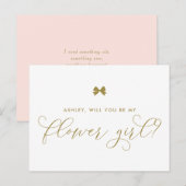 Gold Ribbon Bow word Mijn Bloemenmeisje Kaart (Voorkant / Achterkant)