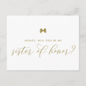 Gold Ribbon Bow zal je mijn zuster zijn Briefkaart (Voorkant)