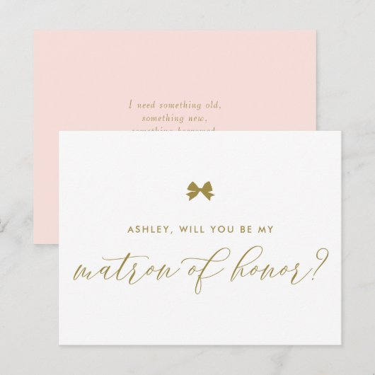 Gold Ribbon Bow zal jij mijn eredief zijn Briefkaart (Voorkant / Achterkant)