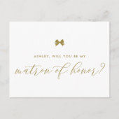 Gold Ribbon Bow zal jij mijn eredief zijn Briefkaart (Voorkant)