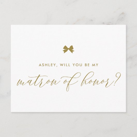 Gold Ribbon Bow zal jij mijn eredief zijn Briefkaart (Voorkant)