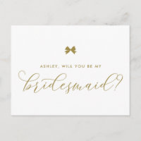Gold Ribbon Bow zal mijn Bridesmaid Kaart zijn