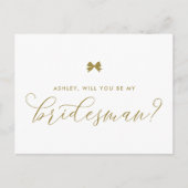 Gold Ribbon Bow zal mijn Bridesman Kaart zijn (Voorkant)