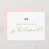 Gold Ribbon Bow zal mijn Jr Bridesmaid Kaart zijn (Voorkant / Achterkant)