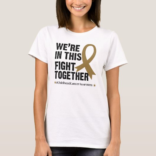 Gold Ribbon Childhood Cancer in deze combinatie T-shirt (Voorkant)