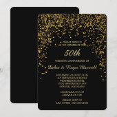 Gold Ribbon Confetti Jubileum Party Kaart (Voorkant / Achterkant)