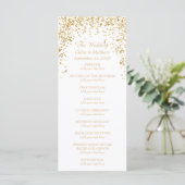 Gold Ribbon Confetti Wedding Programma Programmakaart (Staand voorkant)