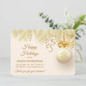 Gold Ribbon Corporate Bedankt Holiday Kaart (Staand voorkant)