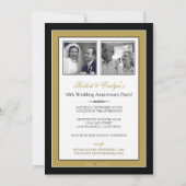 Gold Ribbon Damask Jubileum Party Invitation Kaart (Achterkant)