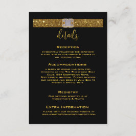 Gold Ribbon Diamond Broch Wedding Informatiekaartje