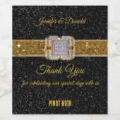 Gold Ribbon Diamond Broch Wedding Wijn Etiket (Enkel label)