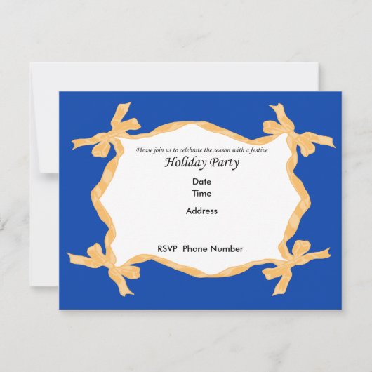 Gold Ribbon Holiday Party Invitation Kaart (Voorkant)