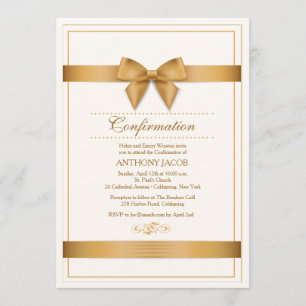 Gold Ribbon Invitation Kaart