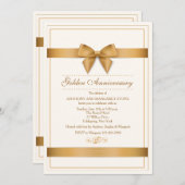 Gold Ribbon Invitation Kaart (Voorkant / Achterkant)