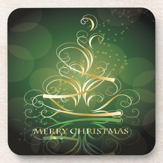 Gold Ribbon-kerstboomset van kurkOnderzetters Drankjes Onderzetter (Voorkant)
