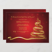 Gold Ribbon-kerstfeest Kaart (Voorkant / Achterkant)