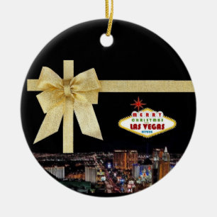 Gold Ribbon Las Vegas Keramisch Ornament