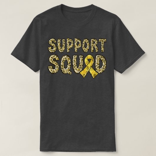 Gold Ribbon Leopard Print Support Squad Childhood T-shirt (Design voorkant)