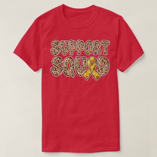 Gold Ribbon Leopard Print Support Squad Childhood T-shirt (Design voorkant)