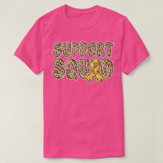 Gold Ribbon Leopard Print Support Squad Childhood T-shirt (Design voorkant)