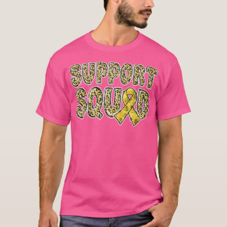 Gold Ribbon Leopard Print Support Squad Childhood T-shirt