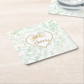 Gold Ribbon Mint Floral Joyful Kerstfeestdag Kartonnen Onderzetters (Schuin)