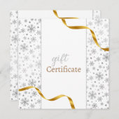 Gold Ribbon Modern Silver Snowflakes Cadeaukaart (Voorkant / Achterkant)