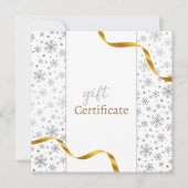 Gold Ribbon Modern Silver Snowflakes Cadeaukaart (Voorkant)