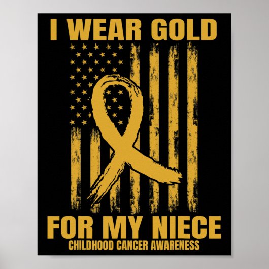 Gold Ribbon Niece Childhood Cancer Awareness Ameri Poster (Voorkant)