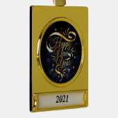 Gold Ribbon nieuwjaar Verguld Banner Ornament (Rechts)