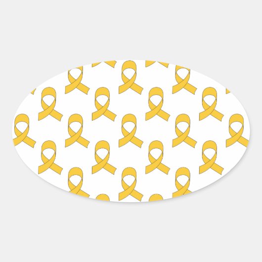 Gold Ribbon Pattern Ovale Sticker (Voorkant)