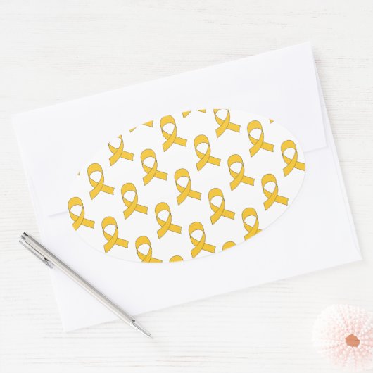 Gold Ribbon Pattern Ovale Sticker (Envelop)