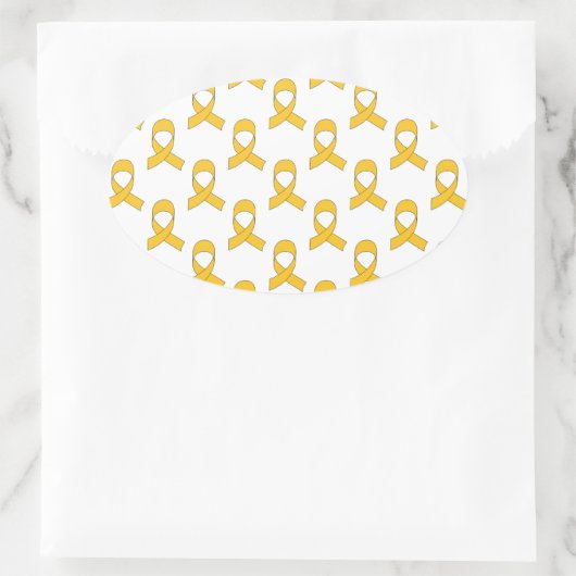 Gold Ribbon Pattern Ovale Sticker (Tas)