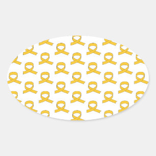 Gold Ribbon Pattern Ovale Sticker