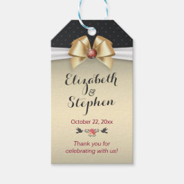 Gold Ribbon Red Diamond Weddenschap Hartelijk dank Cadeaulabel