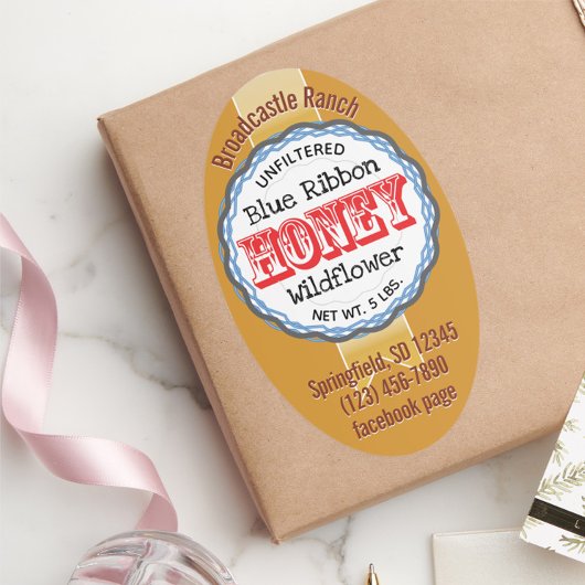 Gold Ribbon Red  Typografie Honey Stickers