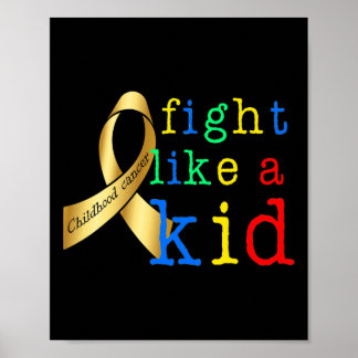 Gold Ribbon Retro vecht als Kind kinderkanker Poster