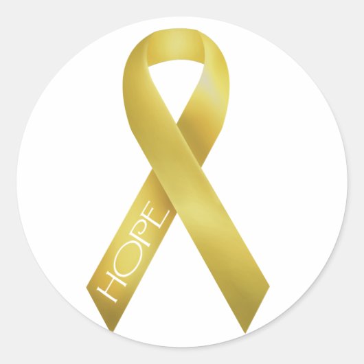 Gold Ribbon Ronde Sticker (Voorkant)