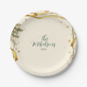 Gold Ribbon Rustic Christmas Party Papieren Bordje (Voorkant)
