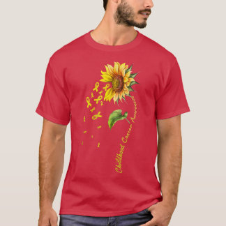 Gold Ribbon Sunflower Childhood Cancer Awareness M T-shirt