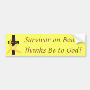 Gold Ribbon Survivor aan boord van de bumpersticke Bumpersticker
