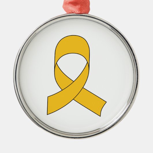 Gold Ribbon Teken Metalen Ornament (Voorkant)